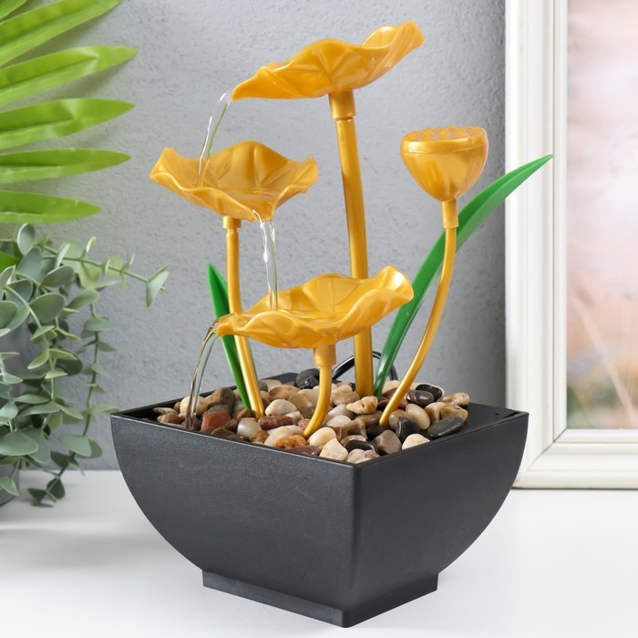 Фонтан настольный от сети Фонтан настольный от сети "Золотые лотосы в пруду" 13х15х24,5 см