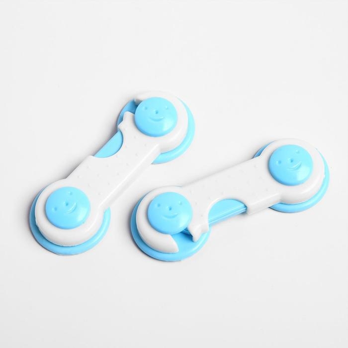 Набор блокираторов для дверей и ящиков, 2 шт., цвет белый/голубой, Крошка Я Набор блокираторов для дверей и ящиков, 2 шт., цвет белый/голубой, Крошка Я