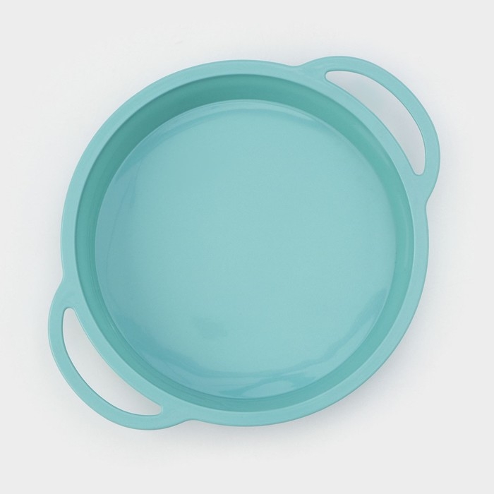 Форма для выпечки «Круг с ручками», силикон, 30,5×25×4,7 см (внутренний диаметр 24,7 см), цвет бирюзовый Форма для выпечки «Круг с ручками», силикон, 30,5×25×4,7 см (внутренний диаметр 24,7 см), цвет бирюзовый