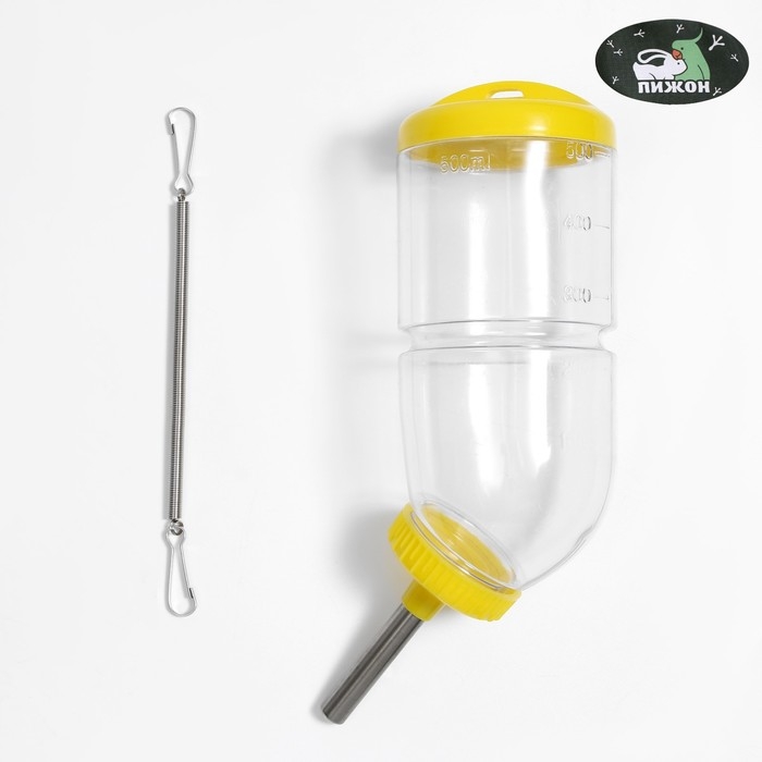 Поилка для грызунов, 500 мл, 20,5 х 5 см, жёлтая Поилка для грызунов, 500 мл, 20,5 х 5 см, жёлтая