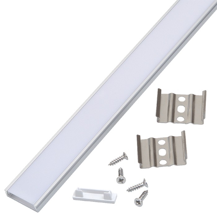 Алюминиевый профиль General, 6х24 мм, накладной, 2 м, матовый рассеиватель, аксессуары Алюминиевый профиль General, 6х24 мм, накладной, 2 м, матовый рассеиватель, аксессуары