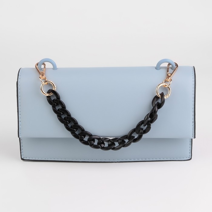 Цепочка для сумки, пластиковая, с карабинами, 23 × 17 мм, 30 см, цвет чёрный/золотой