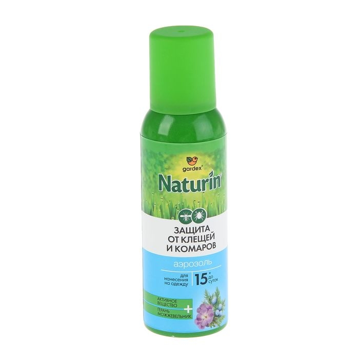 Аэрозоль от клещей и комаров  Аэрозоль от клещей и комаров "Gardex Naturin", флакон, 100 мл