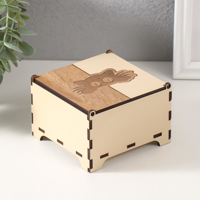 Шкатулка комбинированная  Шкатулка комбинированная "Котёнок" 10,5х10х7 см