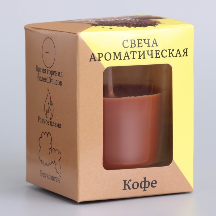 Свеча  ароматическая в стекле 5х6см, Кофе Свеча  ароматическая в стекле 5х6см, Кофе