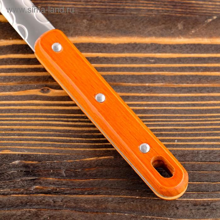 Шумовка для казана узбекская 48см, диаметр 17см, с деревянной ручкой Шумовка для казана узбекская 48см, диаметр 17см, с деревянной ручкой