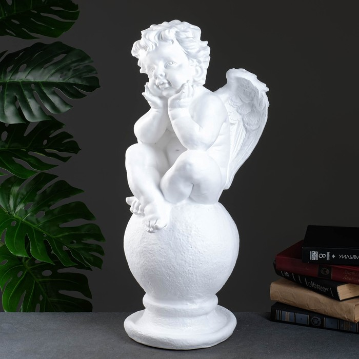 Фигура  Фигура "Ангел на шаре" большой белый 26х27х64см