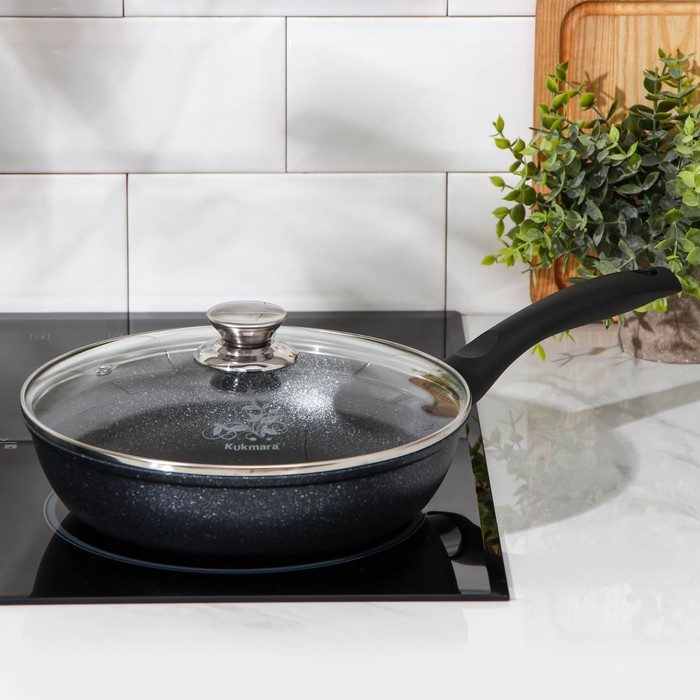 Сковорода, d=24 см, пластиковая ручка, стеклянная крышка, антипригарное покрытие, цвет тёмный мрамор Сковорода, d=24 см, пластиковая ручка, стеклянная крышка, антипригарное покрытие, цвет тёмный мрамор