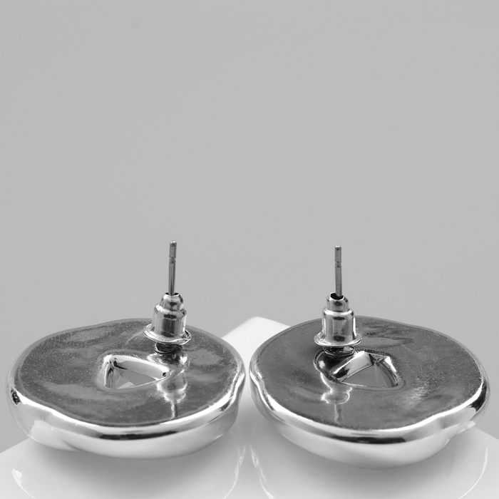 Серьги пластик «Круг» с изгибами, цвет серебро Серьги пластик «Круг» с изгибами, цвет серебро