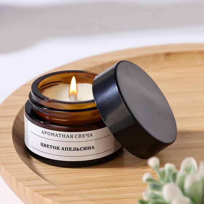 Свеча ароматическая в банке  Свеча ароматическая в банке "Цветок апельсина", соевый воск, 12 г