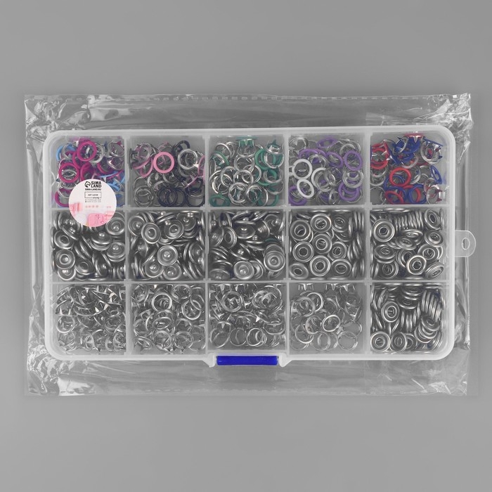 Кнопки рубашечные, открытые, в органайзере, d = 9,5 мм, 200 шт, цвет разноцветный Кнопки рубашечные, открытые, в органайзере, d = 9,5 мм, 200 шт, цвет разноцветный