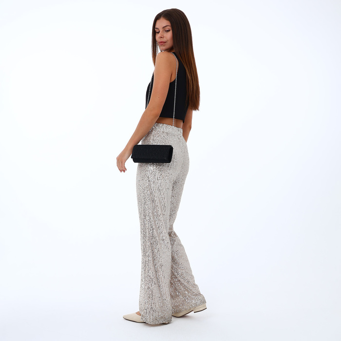 Сумка-клатч на магните, длинная цепь, цвет чёрный Сумка-клатч на магните, длинная цепь, цвет чёрный