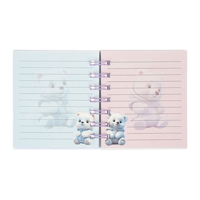 Записная книжка подарочная на гребне 80л,линия, цветной блок,обложка ПВХ 3D Мишка(10х10,5см)   10539 Записная книжка подарочная на гребне 80л,линия, цветной блок,обложка ПВХ 3D Мишка(10х10,5см)   10539
