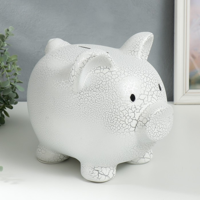 Копилка керамика Копилка керамика "Свинка - белый кракелюр" 30х22х26 см