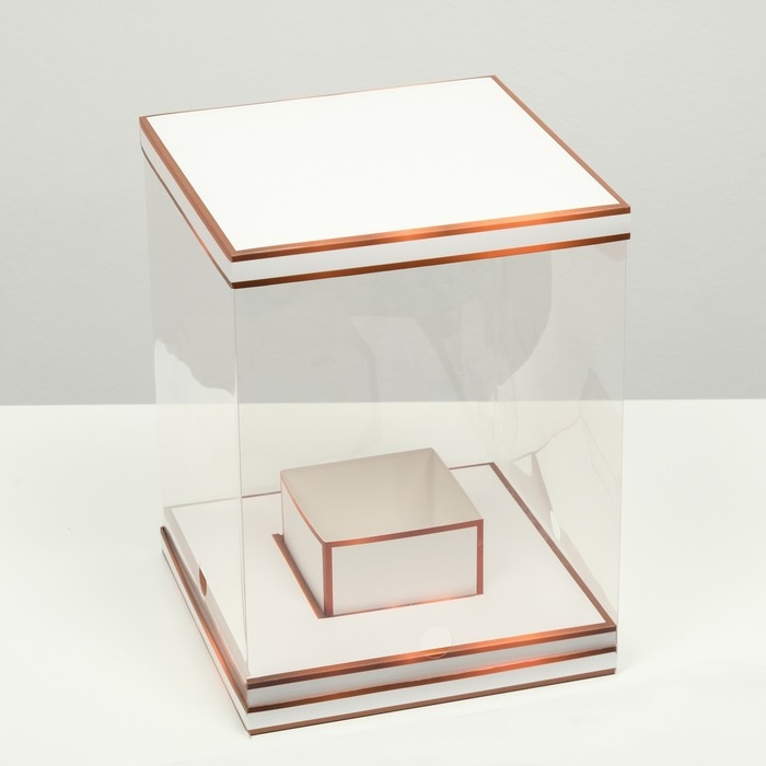 Коробка для цветов с вазой и PVC окнами складная, бронза, 23 х 30 х 23 см Коробка для цветов с вазой и PVC окнами складная, бронза, 23 х 30 х 23 см