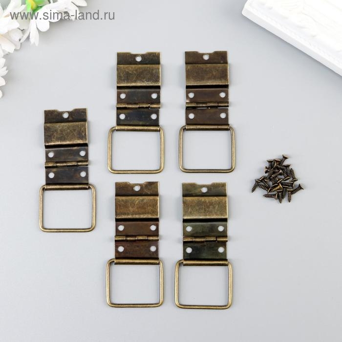 Петля накладная с упором угол открывания 90 градусов + гвозд. бронза набор 5 шт 4,8х2,4 см Петля накладная с упором угол открывания 90 градусов + гвозд. бронза набор 5 шт 4,8х2,4 см
