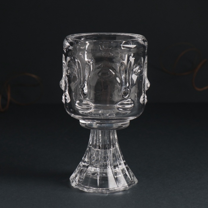 Подсвечник стекло на 1 свечу d=5 см Подсвечник стекло на 1 свечу d=5 см "Лица" прозрачный 7х7х12,5 см