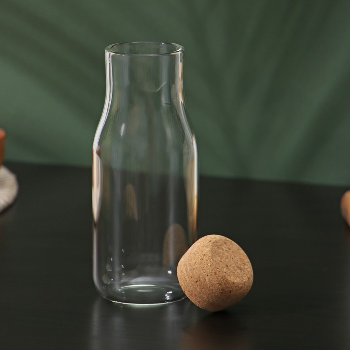 Бутылка стеклянная для соуса и масла с пробковой крышкой «Эко», 400 мл, 6×16,5 см Бутылка стеклянная для соуса и масла с пробковой крышкой «Эко», 400 мл, 6×16,5 см