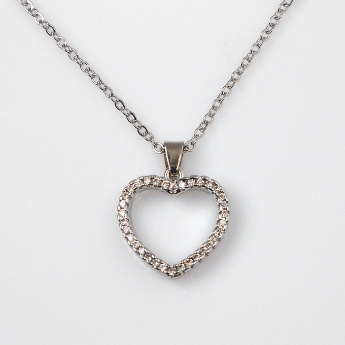 Кулон «Подари счастье» циркон, сердце, белый в серебре, 45 см Кулон «Подари счастье» циркон, сердце, белый в серебре, 45 см