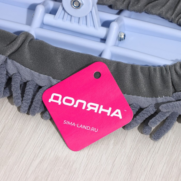 Швабра для мытья пола плоская гибкая Доляна, насадка из микрофибры букли 29×13 см, телескопическая стальная ручка 82(125) см, цвет серый Швабра для мытья пола плоская гибкая Доляна, насадка из микрофибры букли 29×13 см, телескопическая стальная ручка 82(125) см, цвет серый