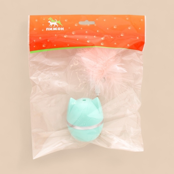 Игрушка-неваляшка  Игрушка-неваляшка "Перьевой взрыв" для кошек, 20 см, голубая