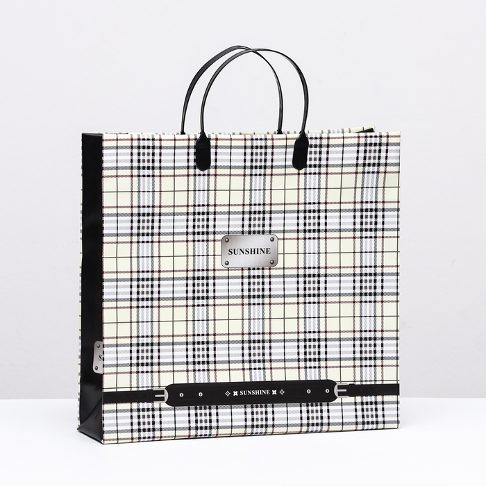 Пакет  Пакет "Серый в клетку", мягкий пластик, 29 x 30 см, 100 мкм