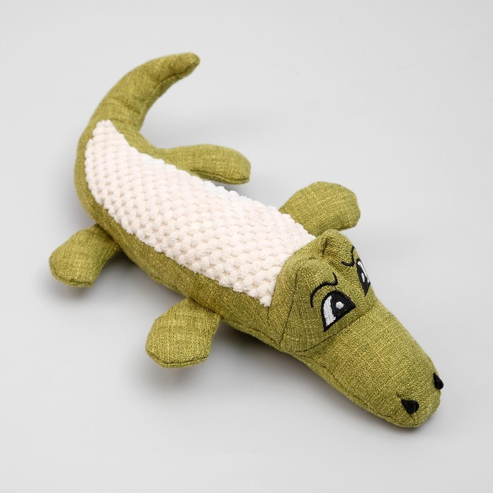 Игрушка текстильная  Игрушка текстильная "Крокодил" с пищалкой, 30 см, зелёный