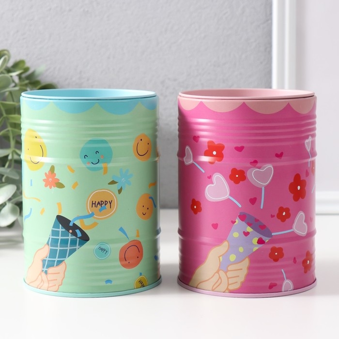 Копилка металл банка Копилка металл банка "Веселые праздники" МИКС 9х9х12,4 см