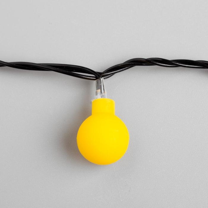 Гирлянда «Нить» 5 м с насадками «Шарики жёлтые», IP20, тёмная нить, 30 LED, свечение жёлтое, 8 режимов, 220 В Гирлянда «Нить» 5 м с насадками «Шарики жёлтые», IP20, тёмная нить, 30 LED, свечение жёлтое, 8 режимов, 220 В