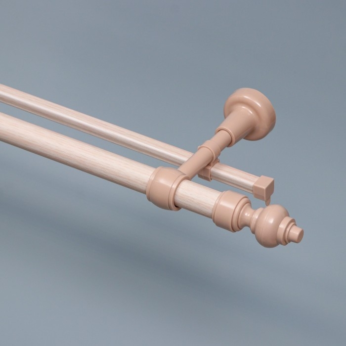 Карниз двухрядный, ширина 120 см, d=28 мм, пластиковые элементы, цвет дуб Карниз двухрядный, ширина 120 см, d=28 мм, пластиковые элементы, цвет дуб