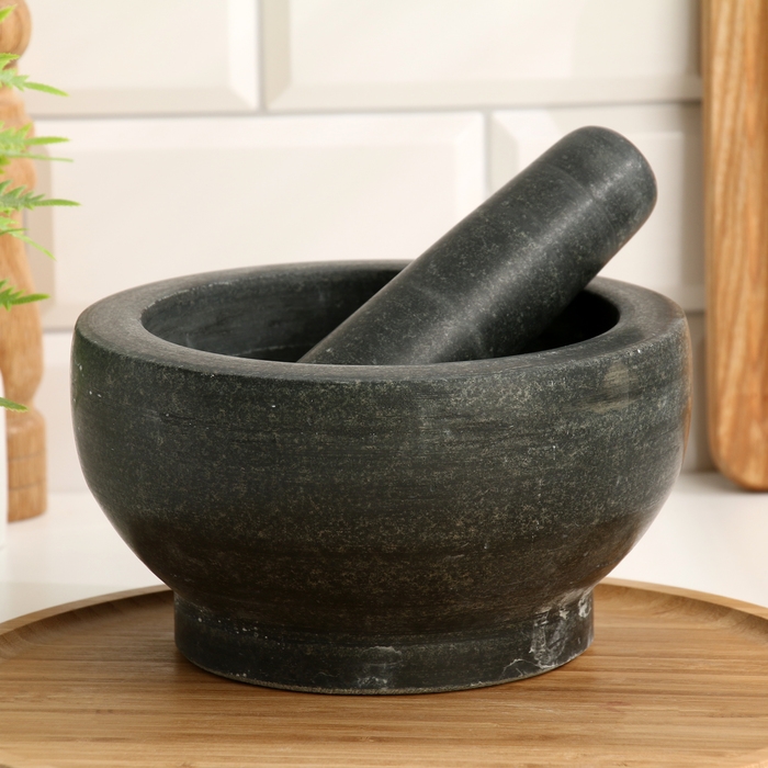 Ступка с пестиком из камня большая, 1000 мл, черная, в коробке Ступка с пестиком из камня большая, 1000 мл, черная, в коробке