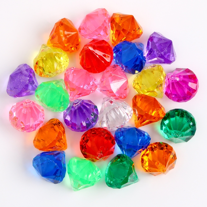 Кристаллы пластиковые декоративные, набор 25 шт., размер 1 шт. — 3 × 2,2 см, цвет МИКС Кристаллы пластиковые декоративные, набор 25 шт., размер 1 шт. — 3 × 2,2 см, цвет МИКС