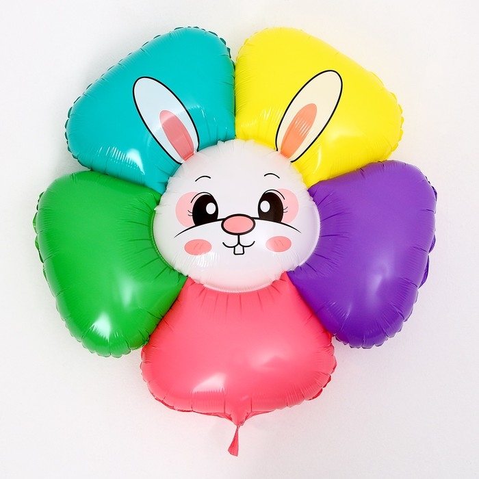 Шар полимерный 38" &laquo;Зайка-цветок&raquo;, разноцветный