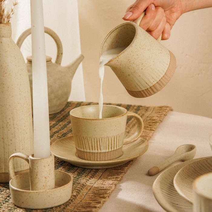 Молочник керамический SL Home «Виенто», 350 мл, 12,5×9 см, цвет бежевый Молочник керамический SL Home «Виенто», 350 мл, 12,5×9 см, цвет бежевый