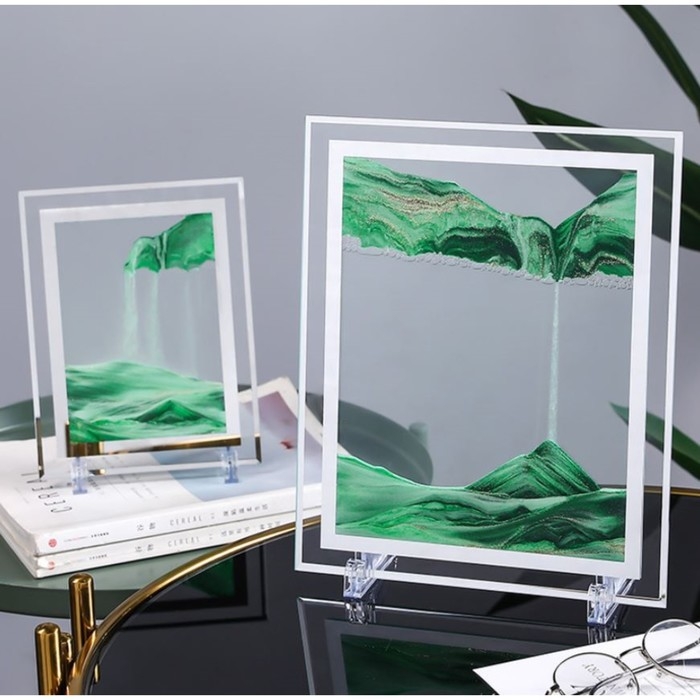 Песочные часы-картина Песочные часы-картина "Андрос", 18 х 13 см, антистресс, песок зеленый