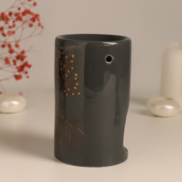 Аромалампа керамика  Аромалампа керамика "Фокус на себя" серая с золотом 7,2х7,2х11,6 см