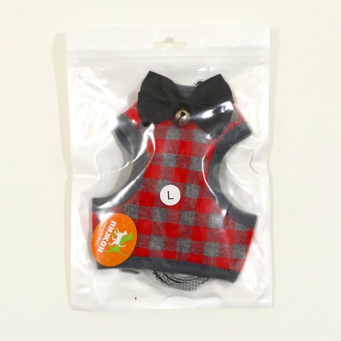 Комплект амуниции с мягкой шлейкой, L, поводок 120 х 1,5 см, ОШ 30-50 см, ОГ 36-56 см, красный   473 Комплект амуниции с мягкой шлейкой, L, поводок 120 х 1,5 см, ОШ 30-50 см, ОГ 36-56 см, красный   473