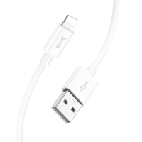 Кабель Hoco X87, Lightning - USB, 2.4 А, 1 м, оплётка силикон, белый