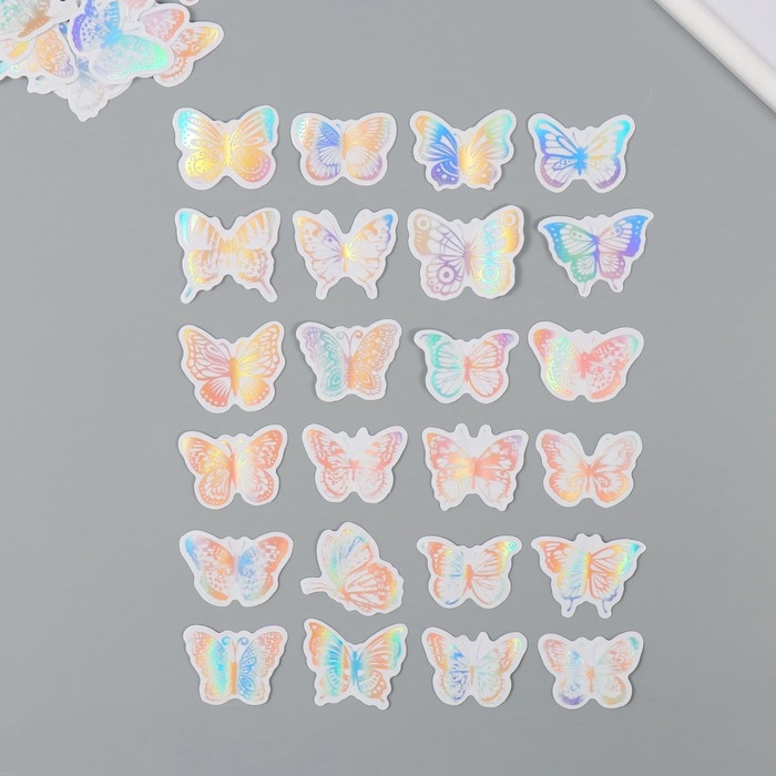 Наклейка пластик Наклейка пластик "Голография. Бабочки" набор 38 шт 13х11,5х0,5 см