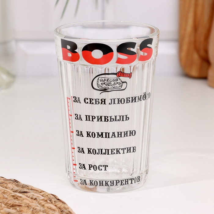 Стакан гранёный в подарочной упаковке Стакан гранёный в подарочной упаковке "Boss" 250 мл
