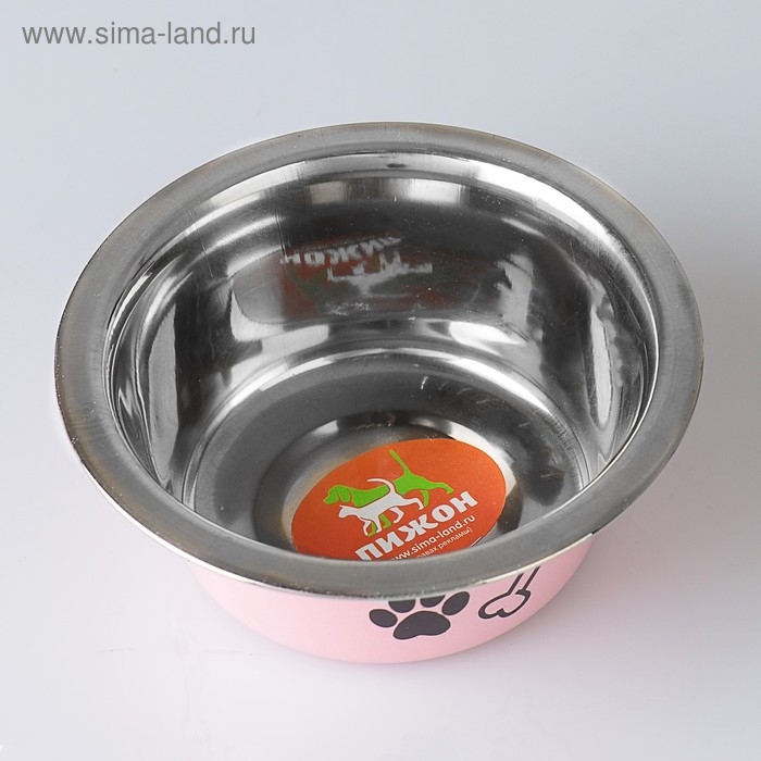 Миска стандартная цветная с принтом, 240 мл, розовая Миска стандартная цветная с принтом, 240 мл, розовая