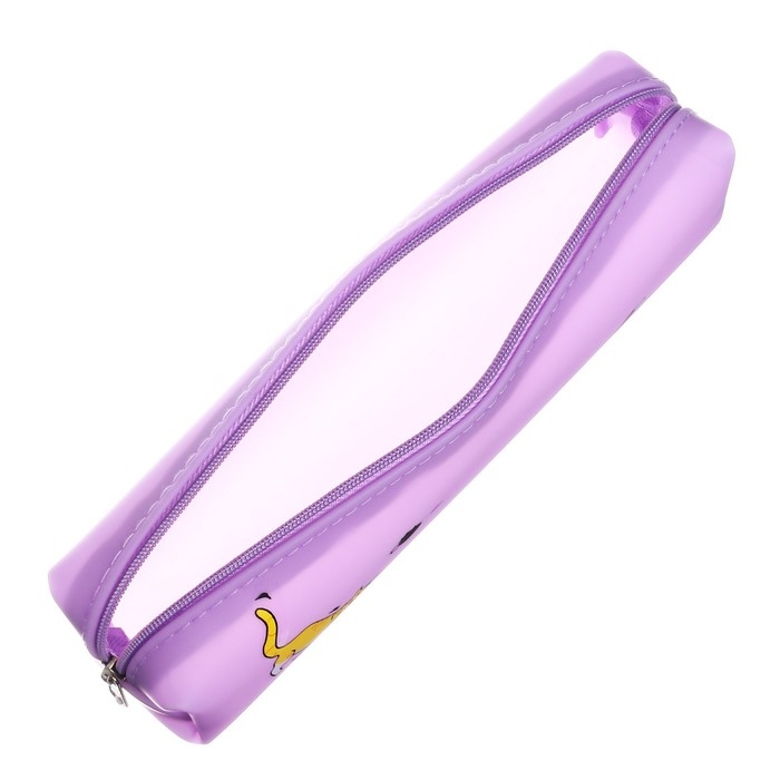 Пенал школьный Пенал школьный "Кот", на молнии, силиконовый, сиреневый
