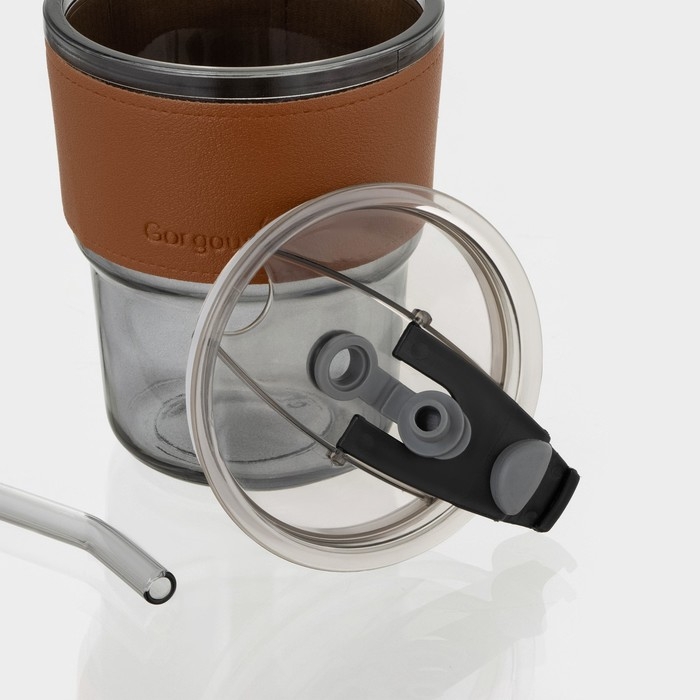 Стакан стеклянный с крышкой и трубочкой «Вида», 350 мл, цвет МИКС Стакан стеклянный с крышкой и трубочкой «Вида», 350 мл, цвет МИКС