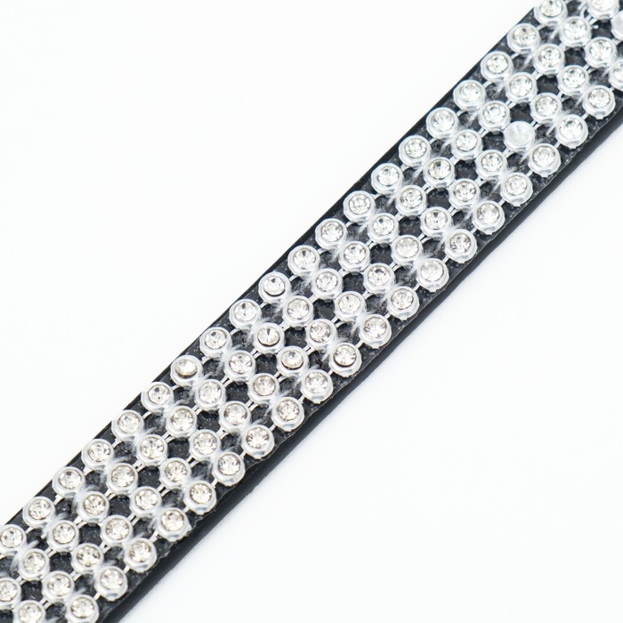 Ошейник со стразами в 4 ряда и стразы на пряжке, 38 х 1,5 см, ОШ 26-33, чёрный Ошейник со стразами в 4 ряда и стразы на пряжке, 38 х 1,5 см, ОШ 26-33, чёрный