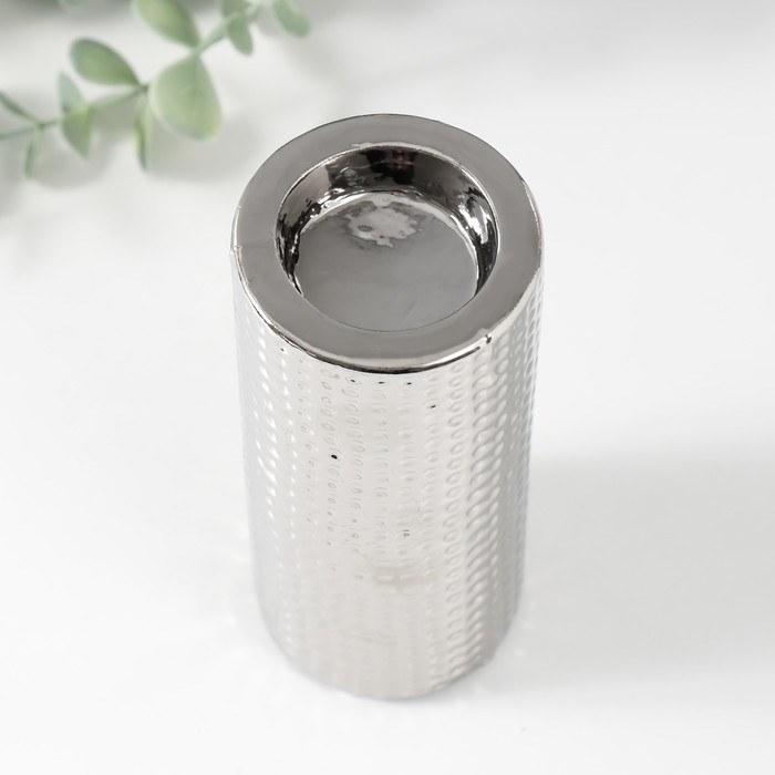 Подсвечник керамика на 1 свечу Подсвечник керамика на 1 свечу "Капли воды" d=4 см серебро 6,5х6,5х14,5 см