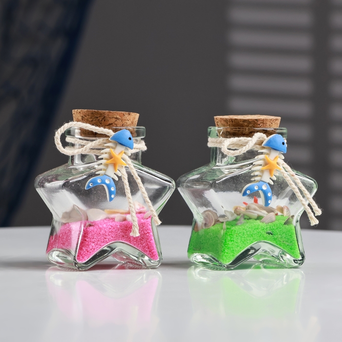 Сувенир в бутылке звезда Сувенир в бутылке звезда "Ракушки" 8*6*4см, микс