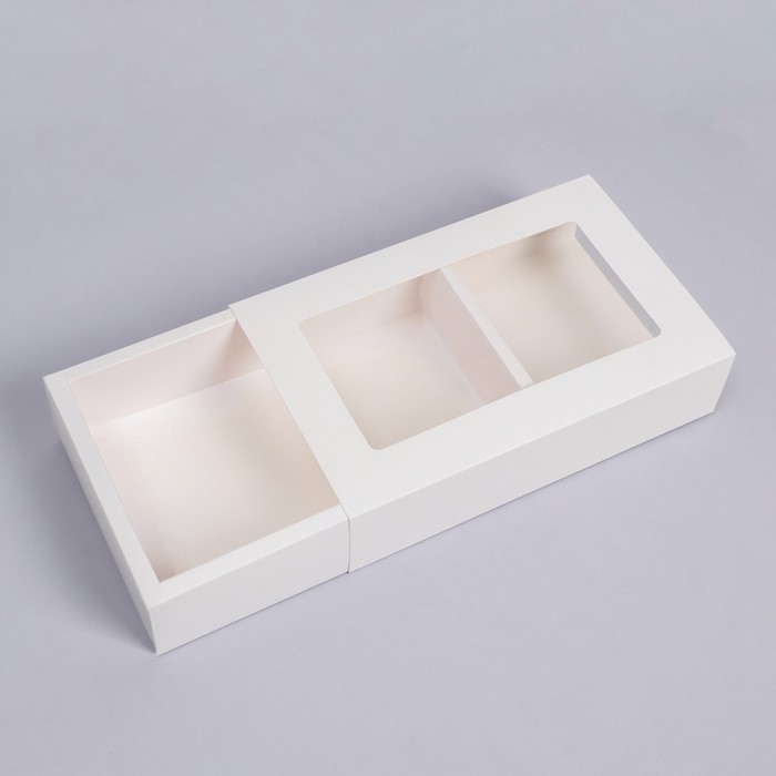 Коробка складня, пенал, с окном, белая, 25 х 16 х 6 см Коробка складня, пенал, с окном, белая, 25 х 16 х 6 см