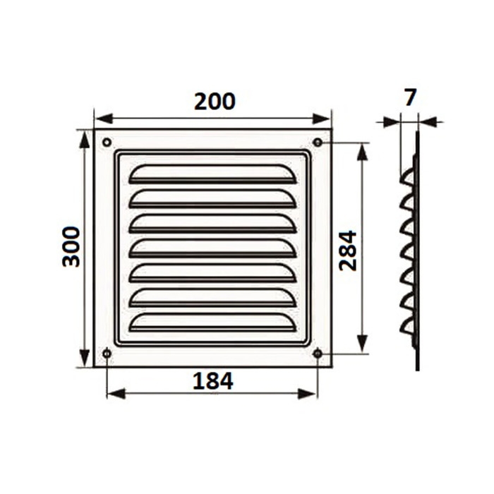Решетка вентиляционная ZEIN Люкс РМ2030, 200 х 300 мм, с сеткой, металлическая, белая