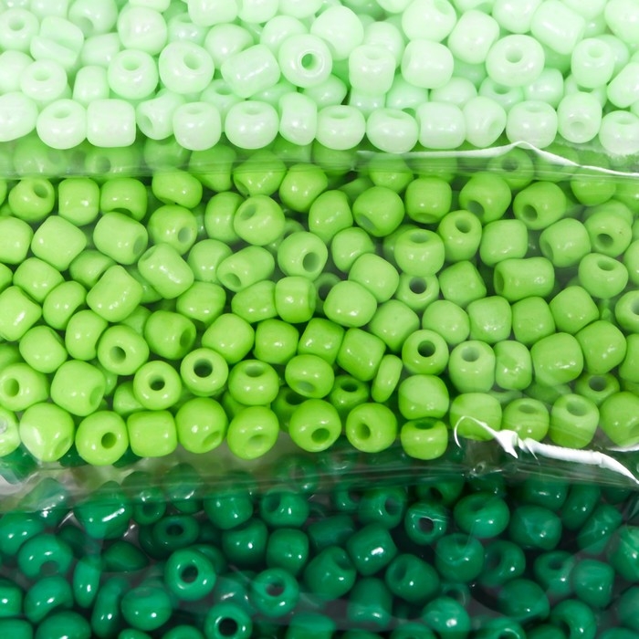 Бисер круглый 6/0  Бисер круглый 6/0 "Такой разный зелёный" 5 цветов х 20 гр 20х8х0,7 см