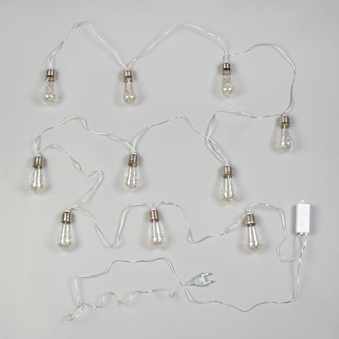 Гирлянда «Нить» 3 м с насадками «Лампа», IP20, прозрачная нить, 80 LED, свечение тёплое белое, 8 режимов, 220 В